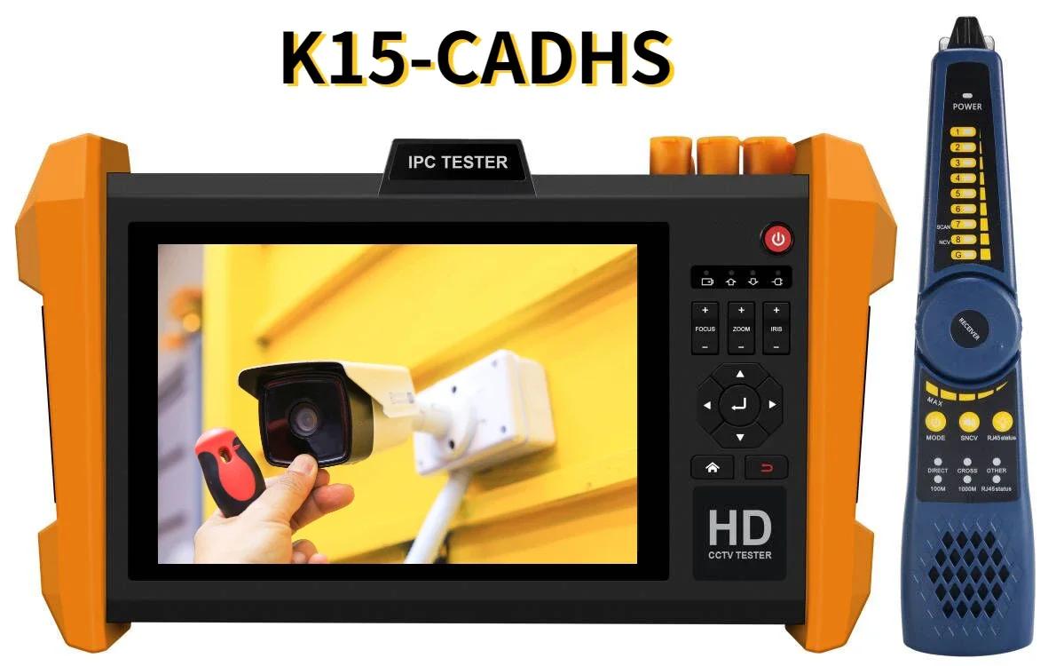 8K H.265 IP ī޶ ׽, 8MP AHD CVI TVI SDI CVBS ׽Ʈ, VGA  HDMI Է K15-CADHS CCTV ׽, 7 ġ ȭ  7800mAh ͸